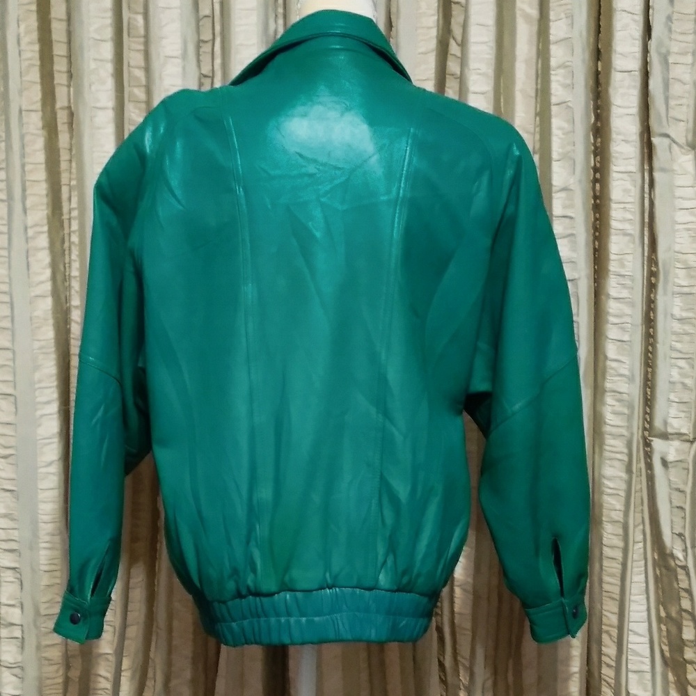 Vintage Jacqueline Ferrar Green Leather Jacket - Picture 2 of 2